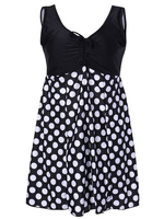 Sexy Polka Dot Round Neck Swimsuit Sleeveless One Piece Swimwear For Women