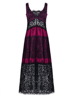 Sexy Print Lace Patchwork Backless V-neck Maxi Dress For Women