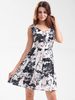 Sexy Print Pleated Sleeveless V Neck Women Mini Dresses