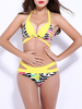 Sexy Printed Lace Up Bandage Backless Pathchwork Hollow Out Bikinis Swimwear