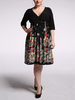 Sexy Printed V-Neck Elastic Waist Half Sleeve Knee-Length Dress