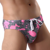 Sexy Printing Camouflage Drawstring U Convex Nylon Briefs Swimwear for Men