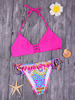 Sexy Printing Halter Front Cross Backless Gather Bikini Swimwear