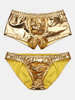 Sexy PU Leather Underwear Gold Tight Body Shaping Briefs Boxer for Men