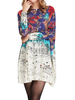 Sexy Pullover Character Print Knit Loose Long Sleeve Sweater Dress