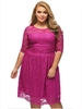 Sexy Pure Color O-Neck Half Sleeve Lace Party Dress For Women