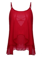 Sexy Pure Color V-Neck Spaghetti Strap Women Chiffon Blouse