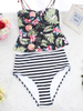Sexy Push Up Floral Wireless High Waisted Stretchy Tankinis For Women
