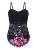 Sexy Push Up Lace Hollow Out Underwire Flower Gather Tankinis For Women