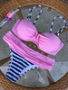 Sexy Push Up Striped Polka Dot Printed Ruffle Spaghetti Strap Bikini For Women