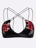 Sexy Rose Embroidery Cross Strap Women Crop Top