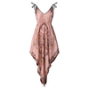 Sexy Ruffled Deep Plunge Asymmetrical Silk Hanging Dress Pajamas For Women