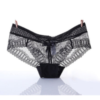 Sexy Seamless Hollow Lace Bowknot Briefs Low Waist Panties For Women