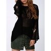 Sexy See-through Hollow Long Sleeves O-neck Women Sweater