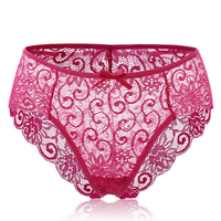 Sexy See Through Lace Breathable Hollow Out Panties Mid Waist Underwear For Women