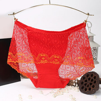 Sexy See Through Lace Breathable Soft Mid Waist Panties For Women