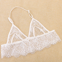 Sexy See Through Lace Deep Plunge Hollow Halter Bralettes
