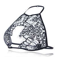 Sexy See Through Lace Hollow Out Breathable Halter Backless Crop Top Bralettes