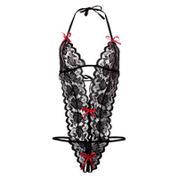 Sexy See Through Lace Hollow Teddies Halter Temptation Babydoll For Women