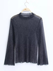 Sexy See-through Long Horn Sleeve Stand Collar Women T-shirt
