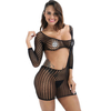 Sexy See Through Long Sleeves Hollow Out Waist Temperament Net Bodystocking