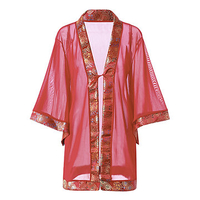 Sexy See-through Mesh Embroidery Temptation Bathrobe Nightwear