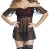 Sexy See Through Mesh Off Shoulder Babydoll Temptation Nightdress For Women