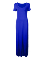 Sexy Short Sleeve Solid Side Split Women Maxi Dress