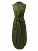 Sexy Sleeveless V Neck Belt Pockets Women Maxi Dress