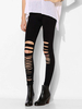 Sexy Slim Women Asymmetric Hollow Out Pencil Leggings
