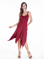 Sexy Solid Color Irregular Hem Sleeveless V-neck Women Dress