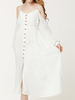 Sexy Solid Color Off Shoulder Button Fly Slit Women Maxi Dresses