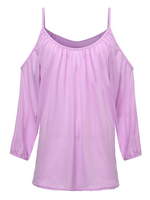 Sexy Solid Off Shoulder Long Sleeve Strap Tops For Women