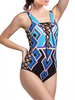 Sexy Strings Lace Up Geometry Printed Hollow Out Elastic Monokini Swimwear