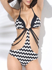 Sexy Strings Triangle Wave Printed Wireless Monokinis Swimwear