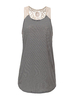 Sexy Stripe Lace Floral Crochet Stitching Sleeveless Top For Women