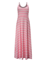 Sexy Stripe Strap O-Neck Stretchy Beach Maxi Dress For Women