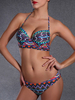 Sexy Striped Geometric Printed Halter Push Up Bikini Bathing Suits
