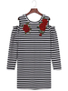 Sexy Striped Off Shoulder Flower Embroidery A-Line Women Dresses