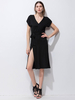 Sexy Tie Slit Hem Short Sleeve V-neck Dress For Women