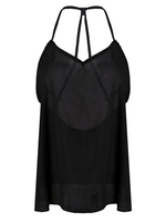 Sexy Transparent Halter Strap Backless Black Women Chiffon Vest Blouse