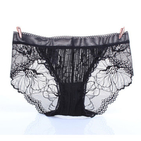 Sexy Transparent Mesh Embroidery Seamless Briefs Low Waist Panties For Women