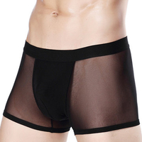 Sexy Transparent Solid Color Breathable Mesh Ice Silk Thin Boxer Underwear for Men