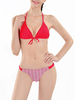 Sexy Triangle Printing Crochet Back Backless Gather Bikini Swimwear