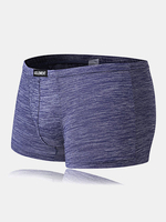 Sexy U Convex Breathable Mid Waist Ice Silk Striped Soft Boxer Underwear for Men