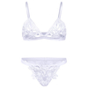 Sexy Ultrathin Crochet Hollow Out Unlined Embroidered Bralettes Bra Set