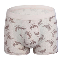 Sexy Underwear Breathable Printing Pure Cotton Soft U Convex Mid Waist Brief Boxers for Men