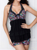 Sexy Underwire Push-Up Halter Floral High Elasticity Two Pieces Swimwear