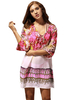 Sexy V-neck Half Sleeves Printed Chiffon Beach Dresses