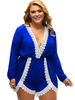 Sexy V Neck Lace Stitching Jumpsuit For Women